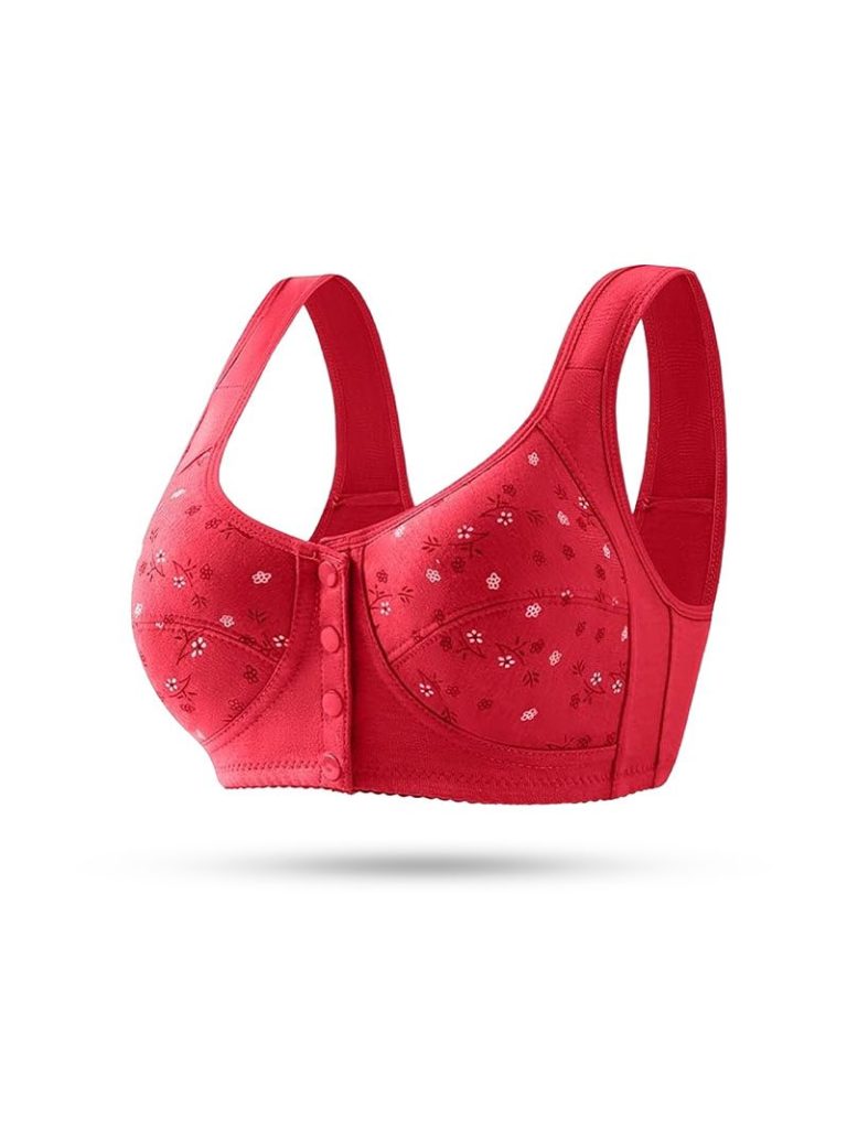 Four Button Maternity Bra Red